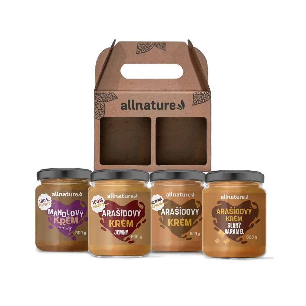 Allnature Arašídový krém dárkový balíček mix 4 ks