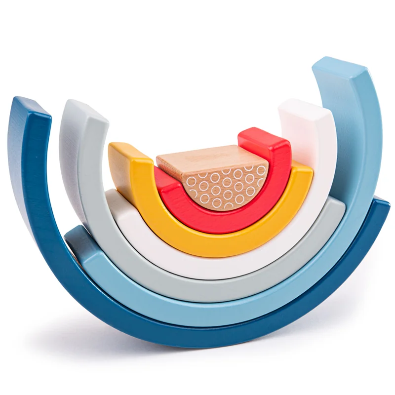 Bigjigs Toys Dřevěná skládací duha modrá