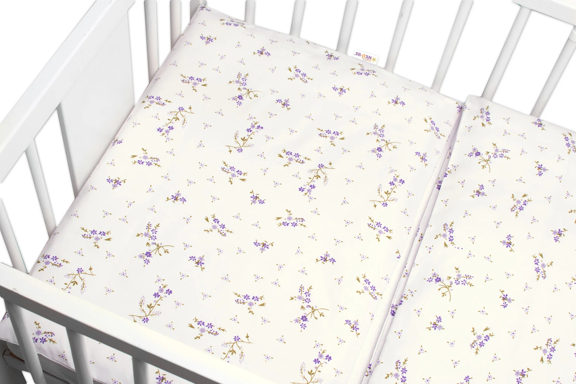 Baby Nellys Povlečení do postýlky, 2D sada bavlna - Levandule, bílá/fialová