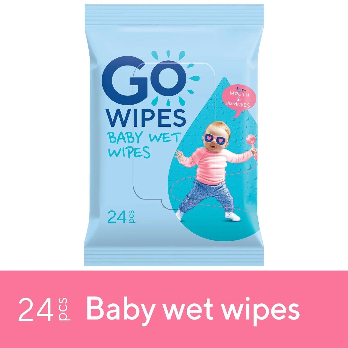 GoWipes Dětské vlhčené ubrousky pro novorozence Plastic Free 24 ks