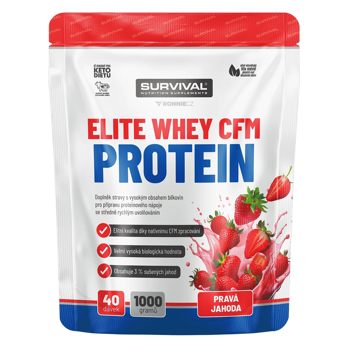 Survival Elite Whey CFM Protein, jahoda