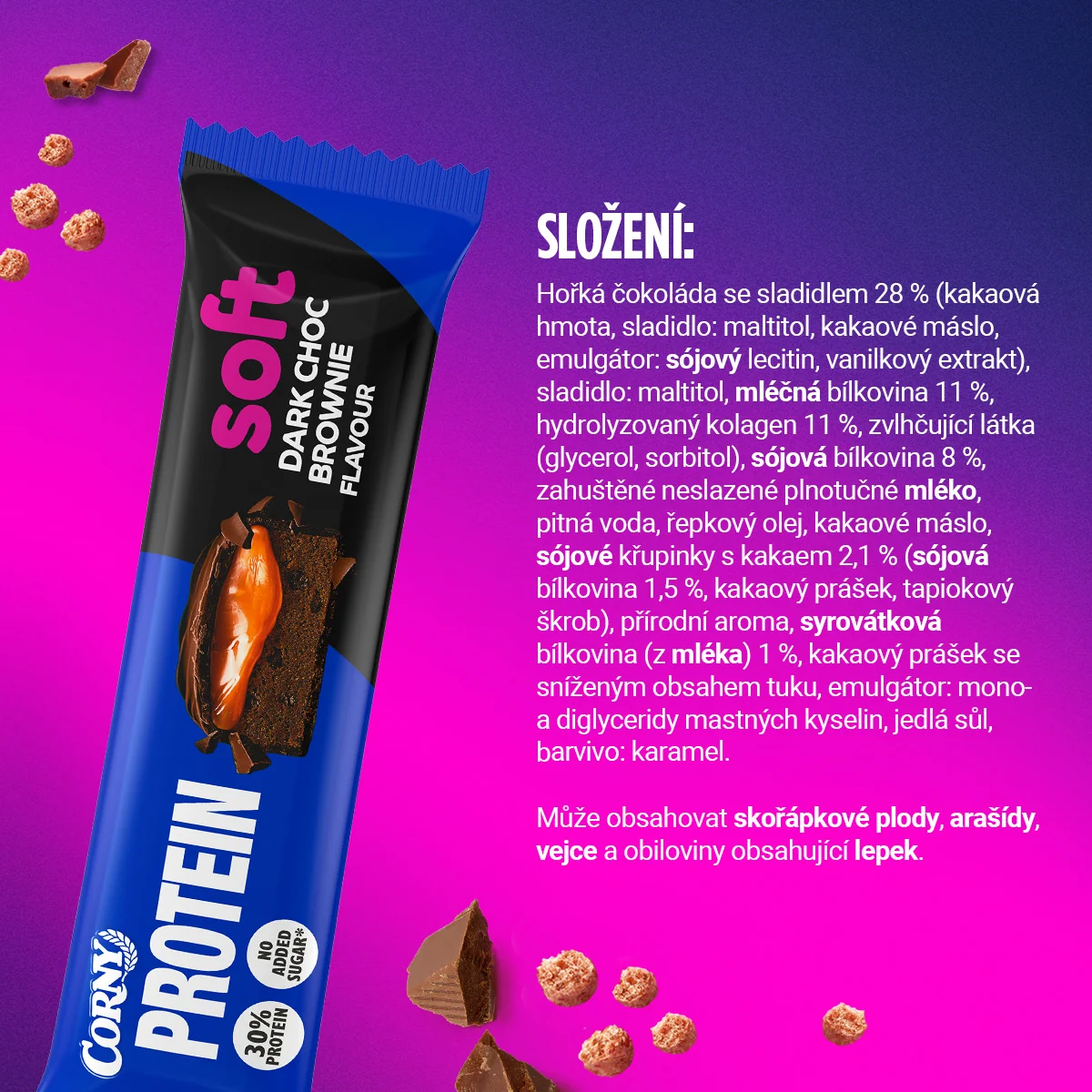 Corny Protein SOFT hořká čokoláda-brownie 45 g
