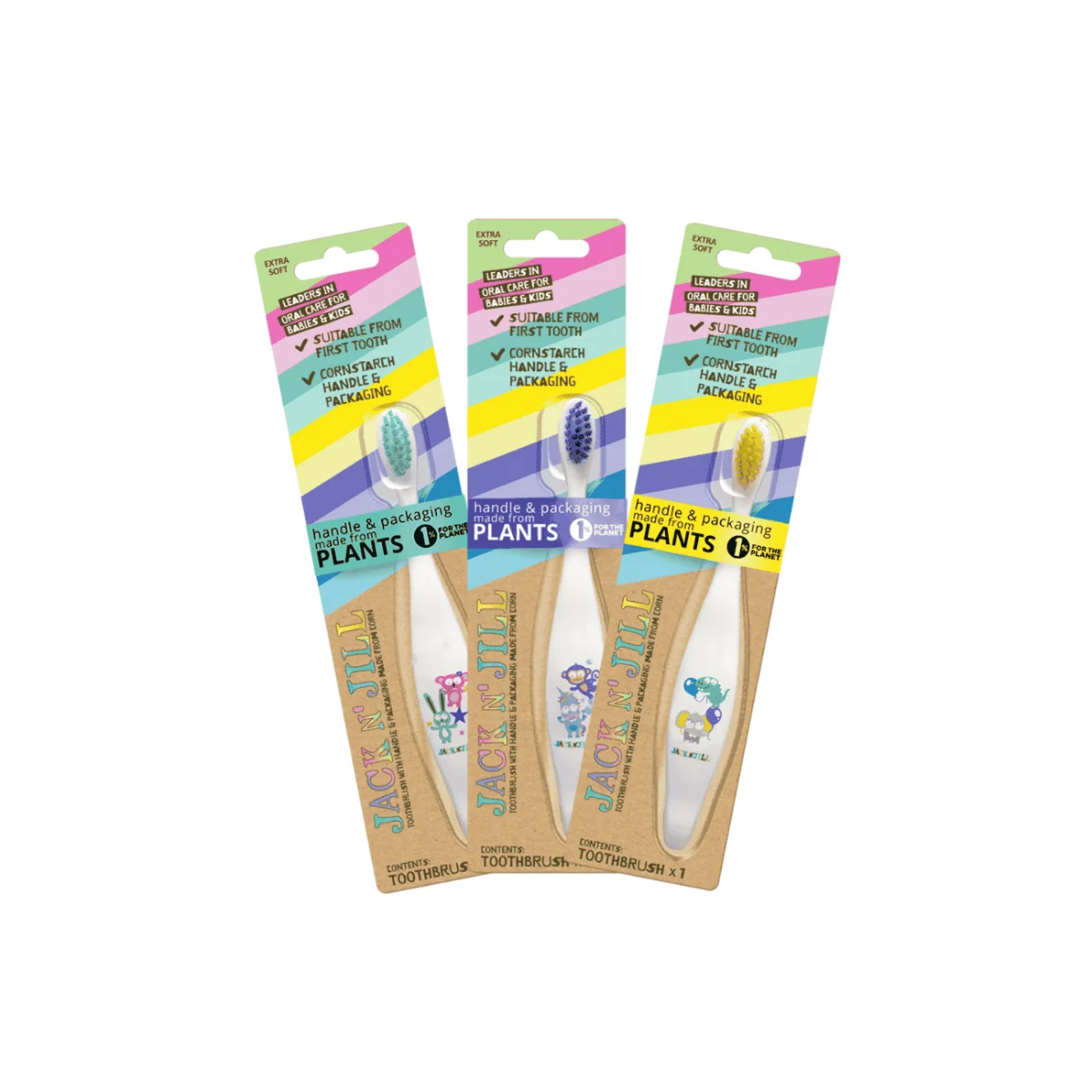 JACK N JIL Dětský zubní kartáček Extra Soft Opice & Jednorožec 1 ks