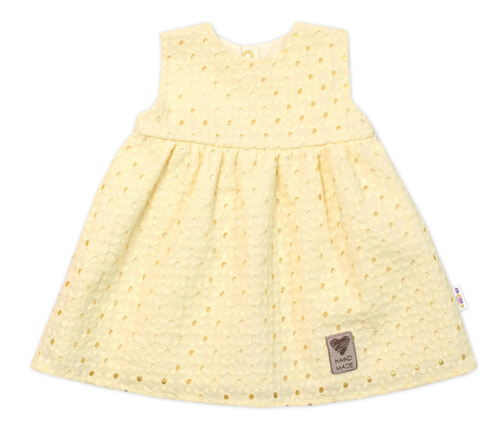 Baby Nellys Lehké Handmade šatičky Madeira, žluté, vel. 98 vel. 98