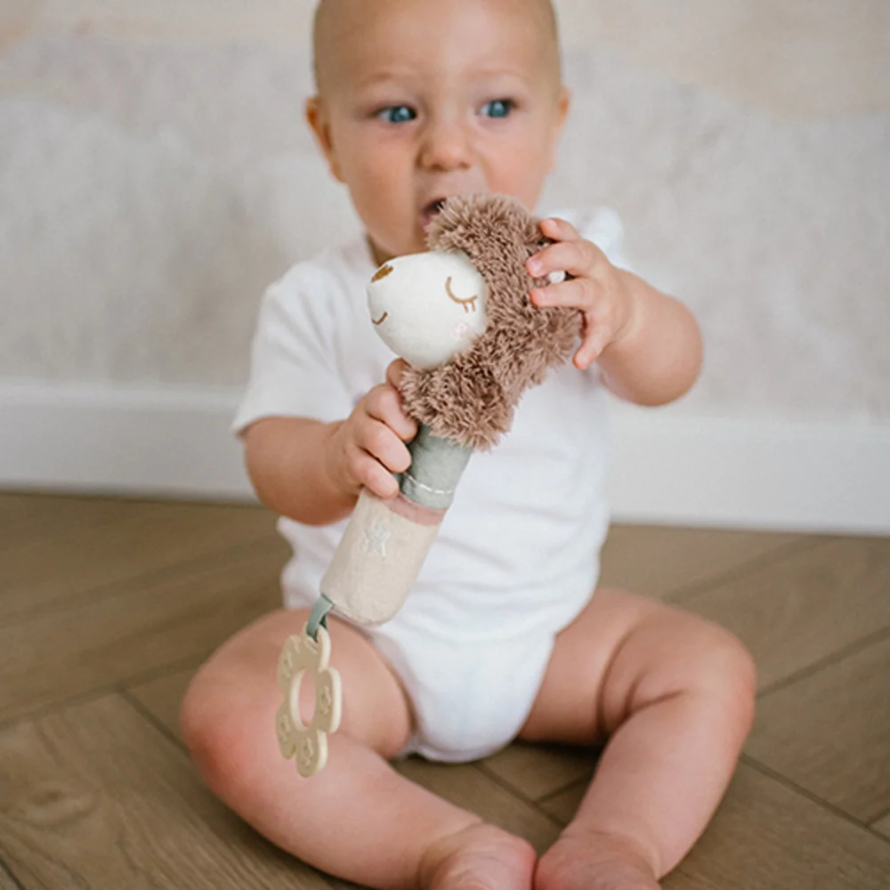 Babyono Plyšová hračka s pískátkem a kousátkem Lama Luna, béžová