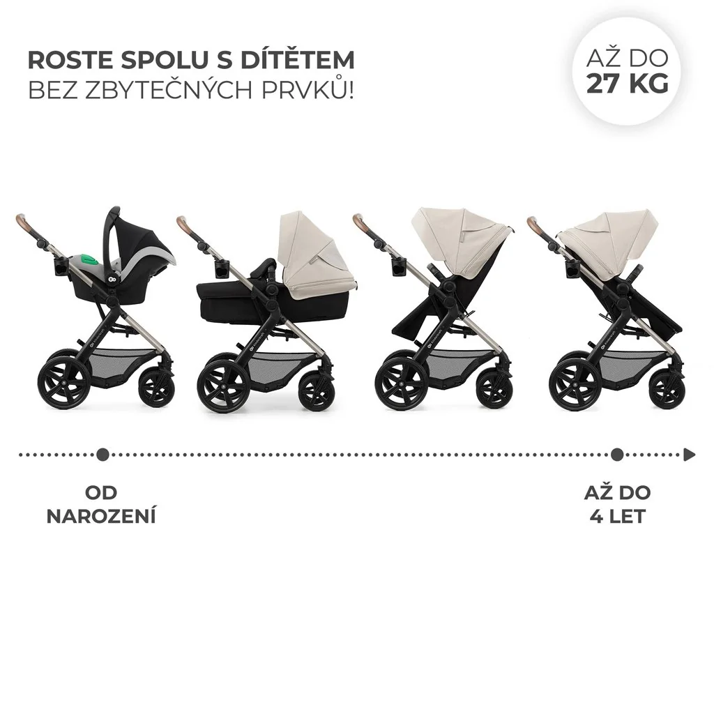 Kinderkraft Kočárek kombinovaný Moov 2 3v1 Moonlight Grey - pěnová kola