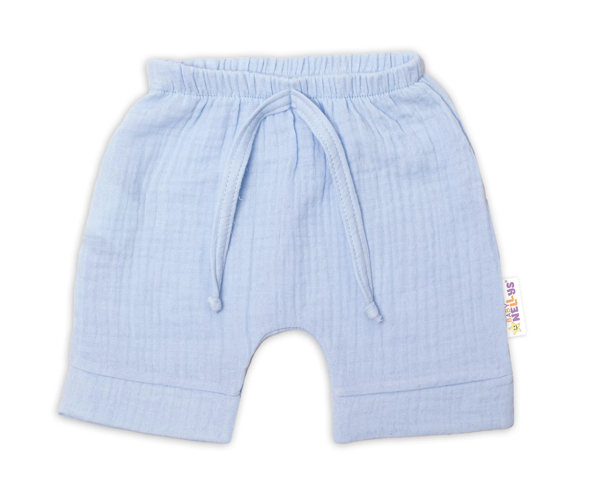 Baby Nellys 2-dílná mušelínová soupravička, tričko + kraťasky BOY, světle modrá