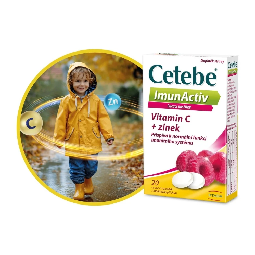 Cetebe ImunActiv Vitamin C + zinek 20 cucavých pastilek