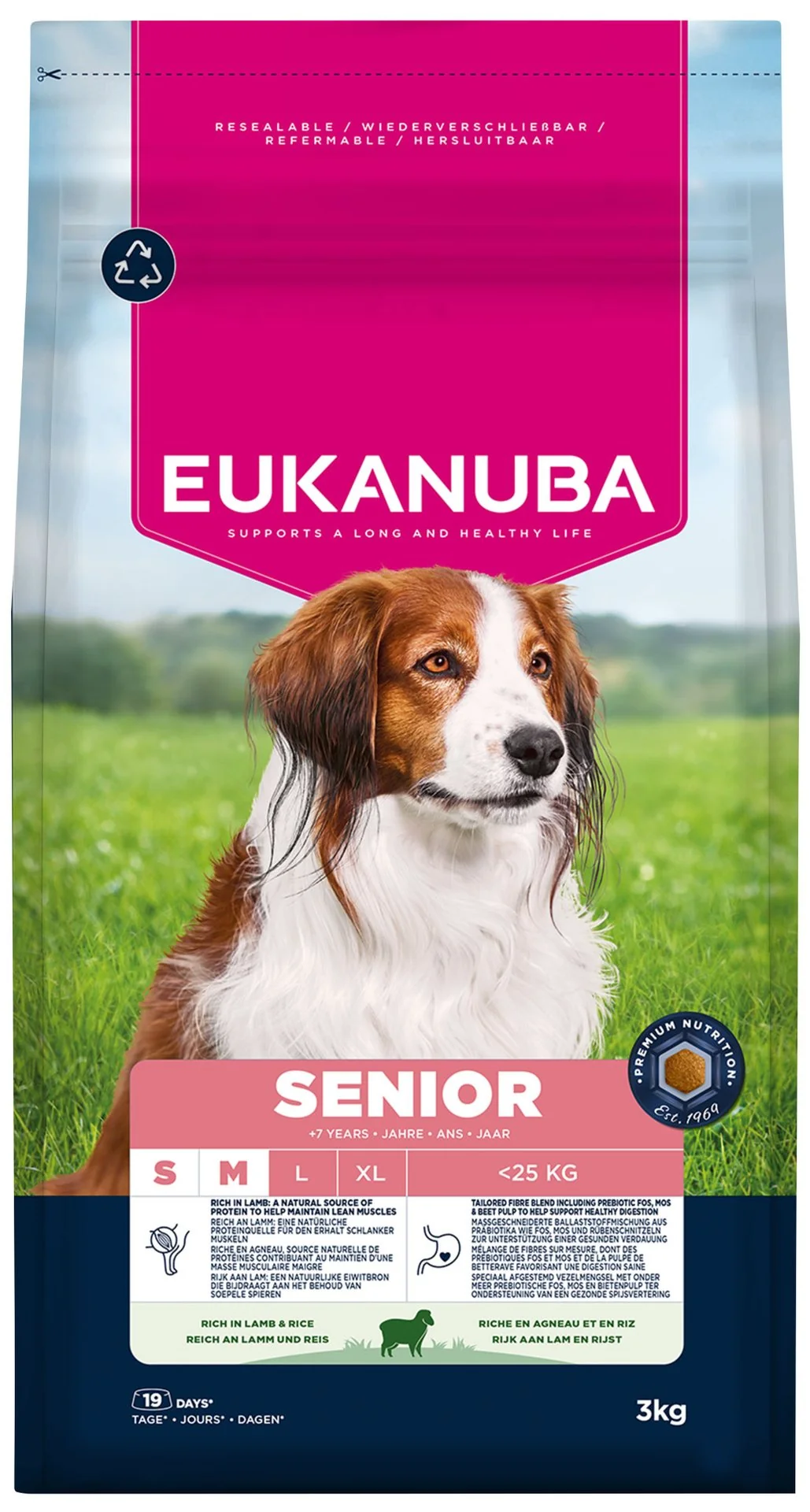 Eukanuba Krmivo Senior Small and Medium rich in lamb 3kg