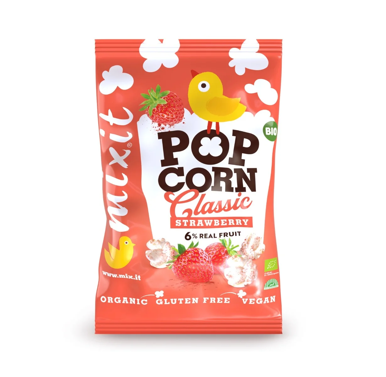 Mixit Velký BIO popcorn Jahoda 75 g