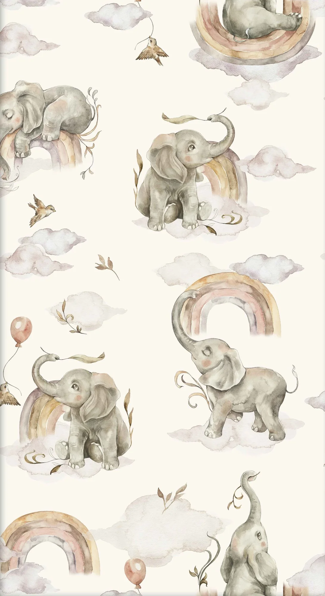 Baby Nellys Dětské bavlněné prostěradlo do postýlky, Slon a duha, bílé, 70x140 cm