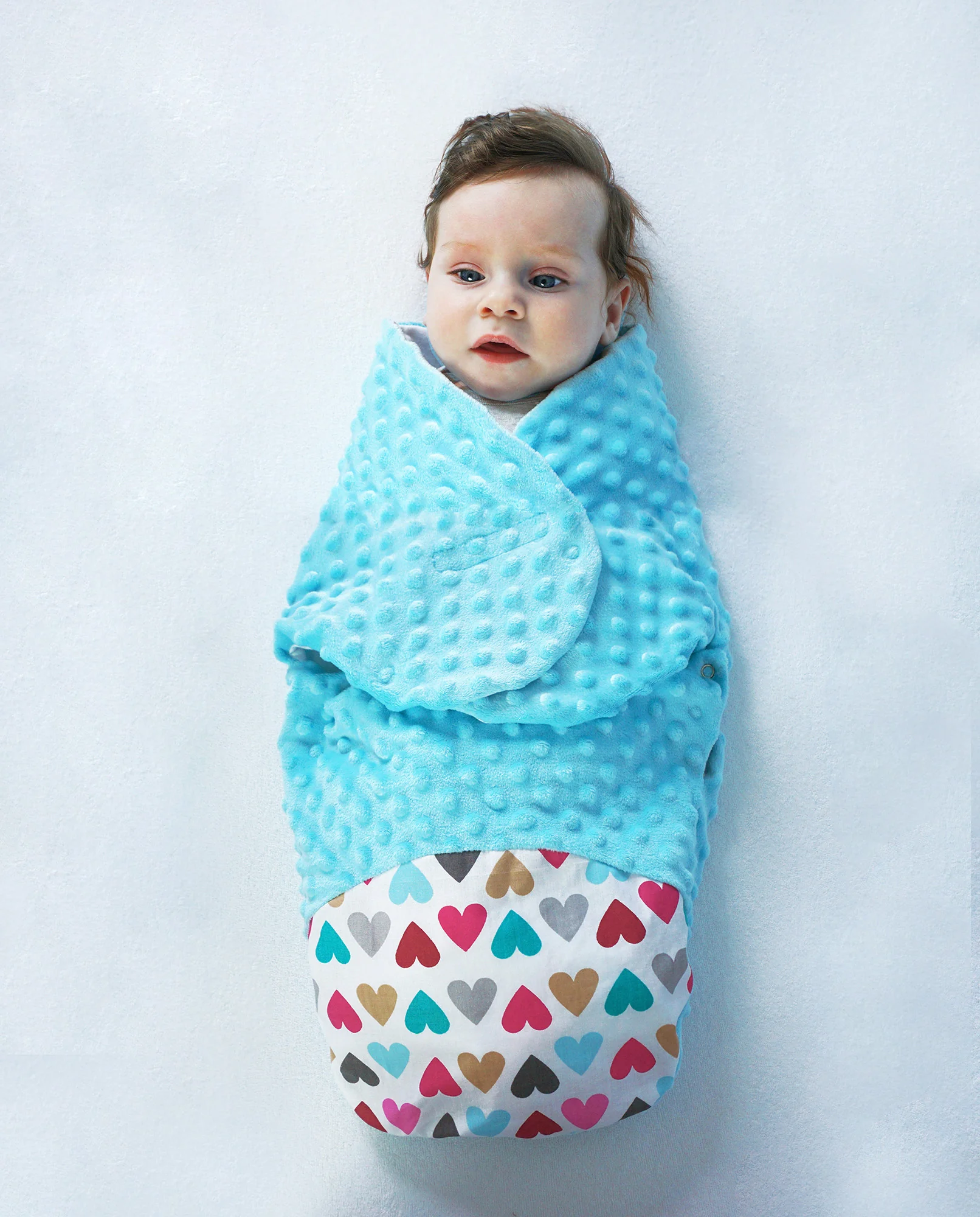Baby Nellys Zavinovačka, spacáček s minky, 0-6m - Srdíčka, minky růžová