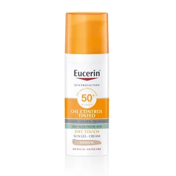 Eucerin Oil Control Ochranný krémový gel na opalování na obličej SPF 50+ středně tmavý 50 ml
