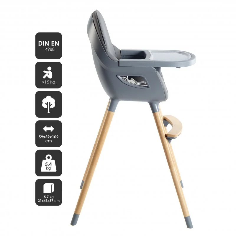 BABYGO jídelní židlička Scandi Grey