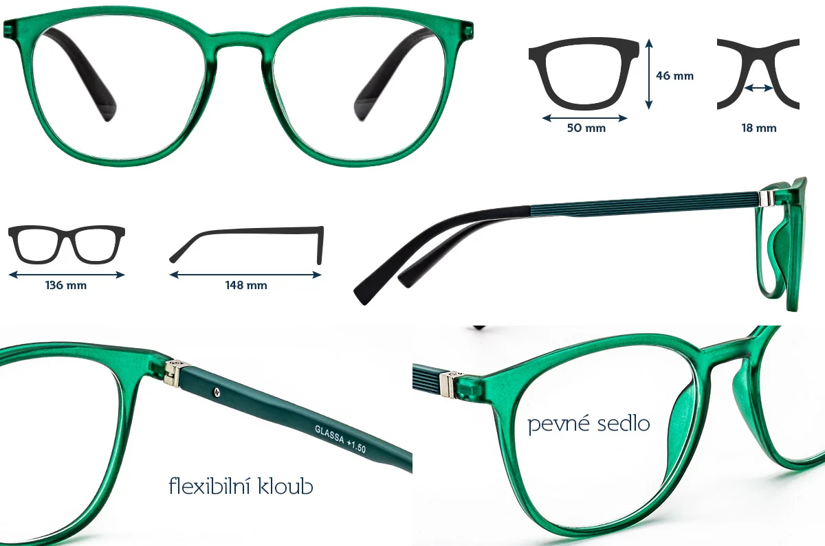 Glassa Brýle na čtení G 327 +1,00 zelené