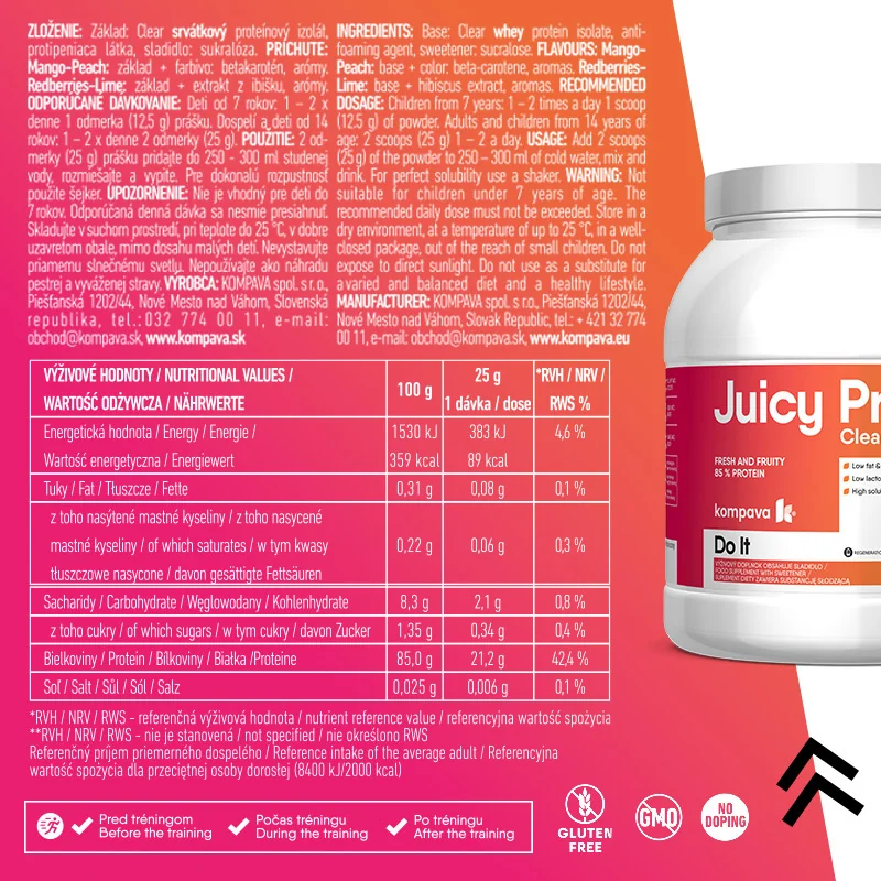 KOMPAVA JUICY Protein,  Mango-Peach  300g /12 dávek