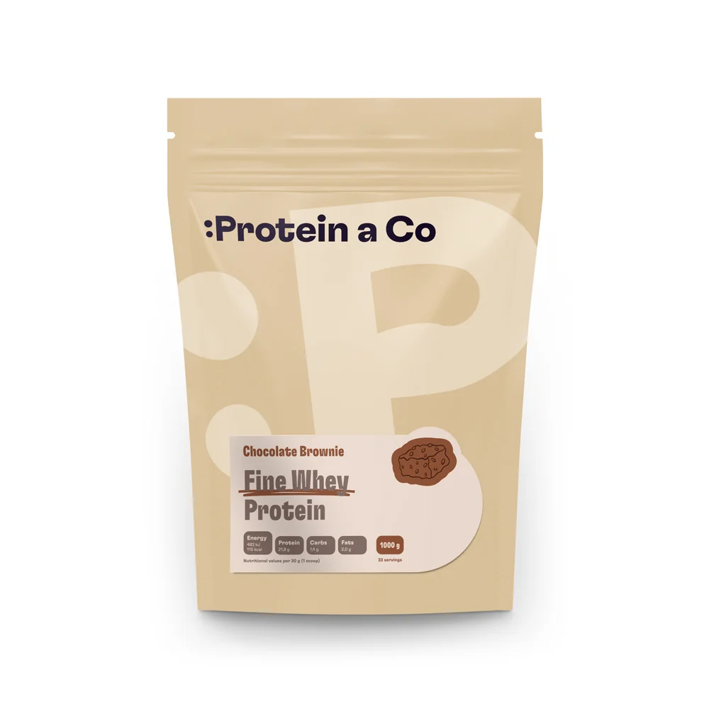 Protein a Co Protein Fine whey slazený stévií 1000 g Chocolate brownie