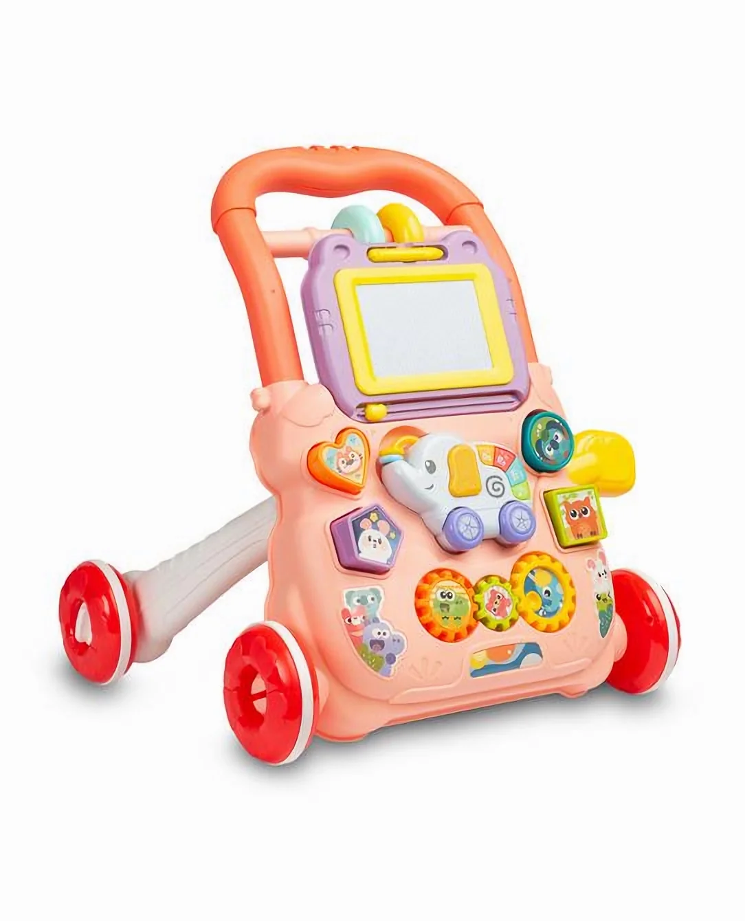 Toyz Dětské interaktivní chodítko, stoleček s příslušenstvím Zoo, růžové