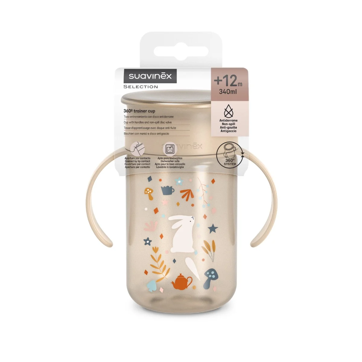 Suavinex Wonderland 360 Láhev na učení 340 ml 1 ks krémová
