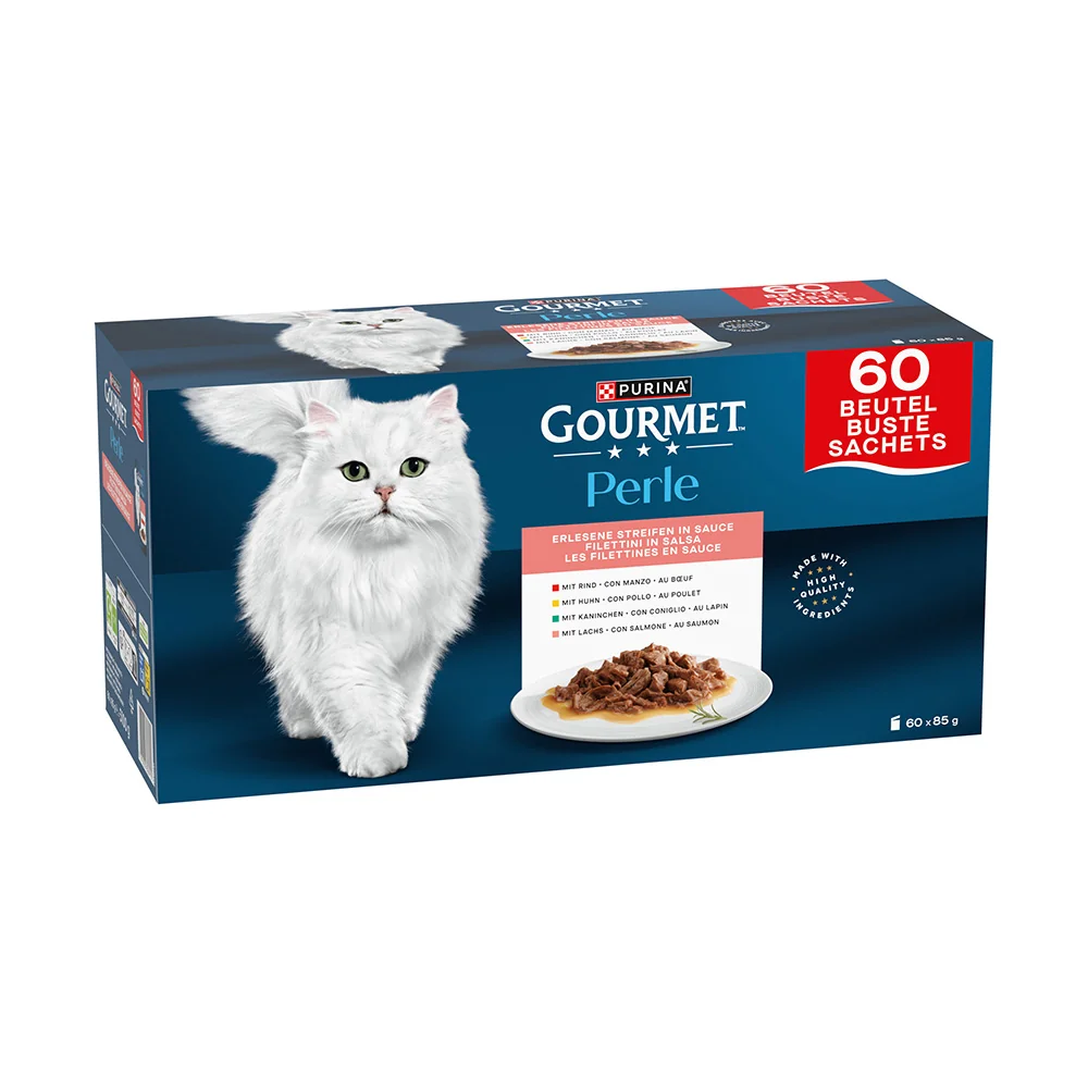 Purina Gourmet Perle hovězí, kuře, králík, losos ve šťávě kapsičky pro kočky 60x85 g