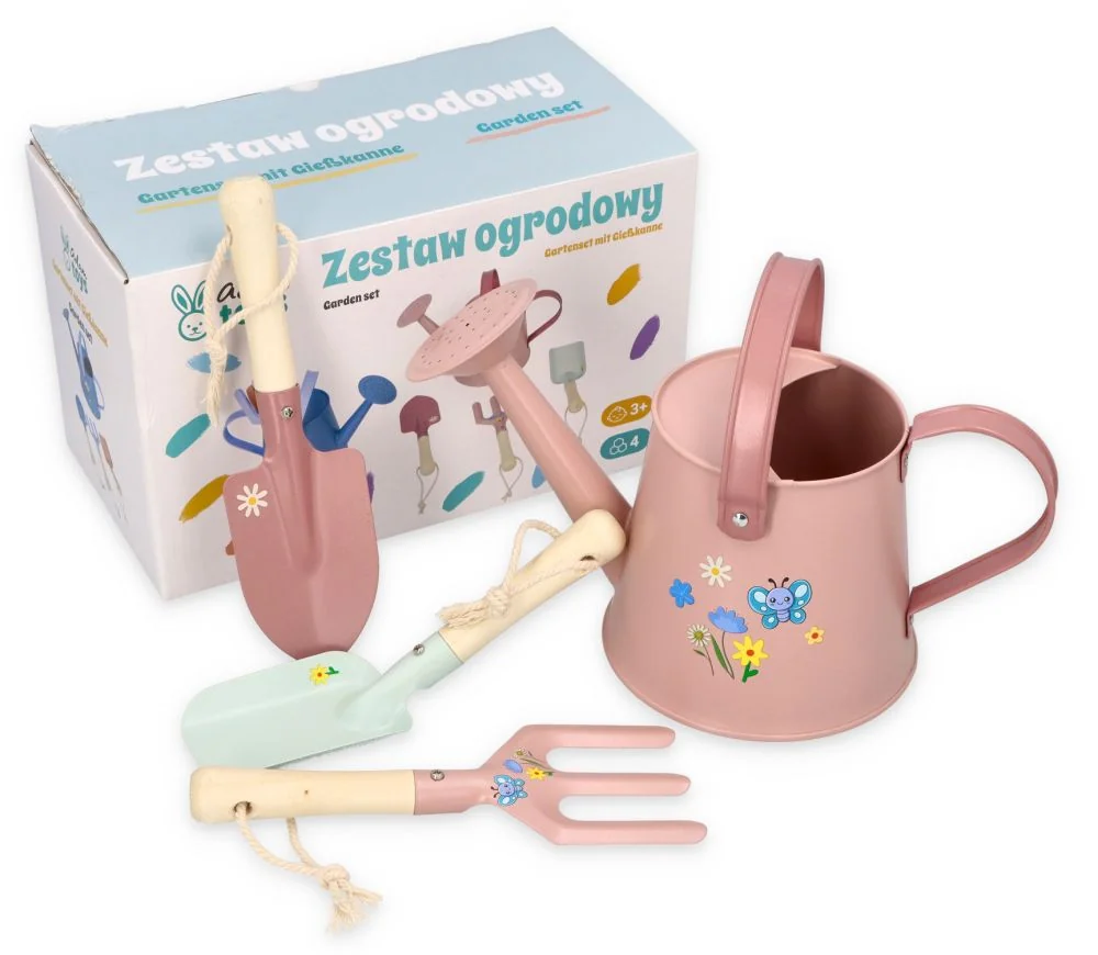 Adam Toys Zahradní set pro děti – 4 ks, růžový, 3+