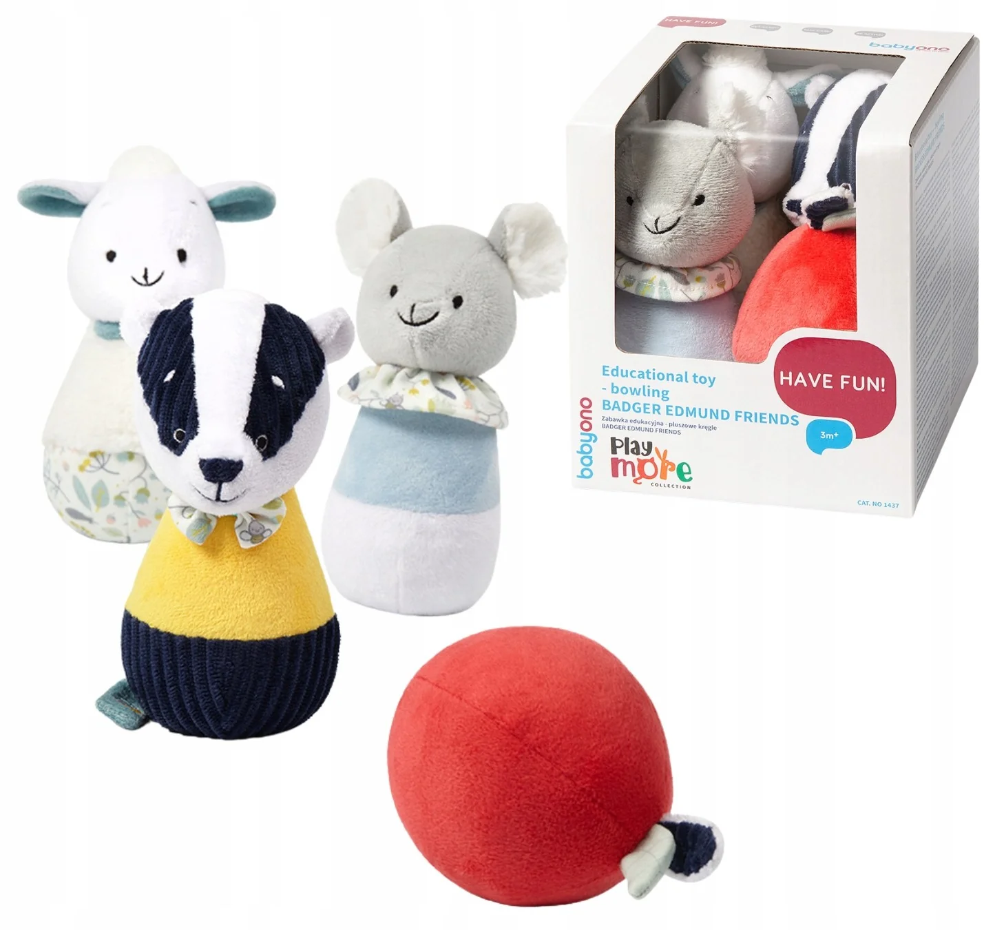 Babyono Edukační plyšové kuželky Badger Edmund Friend,