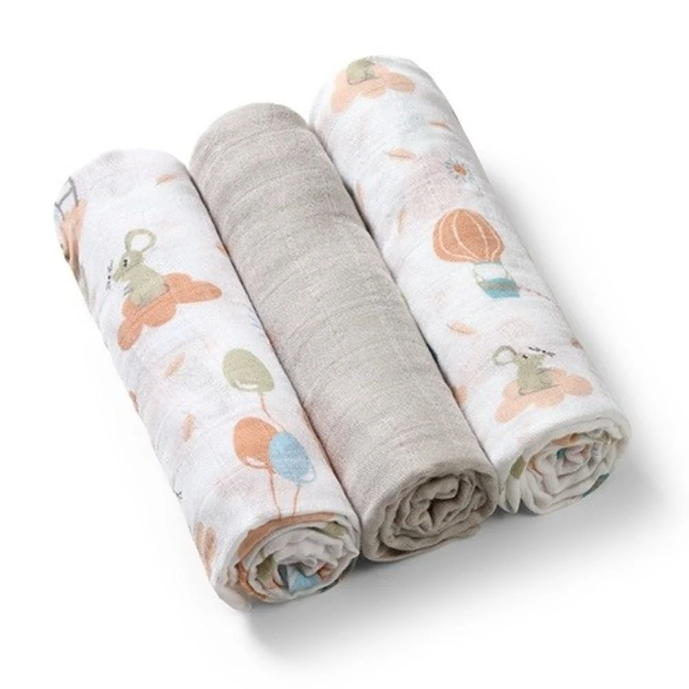 Babyono Bambusové dětské plenky 3 ks - béžové