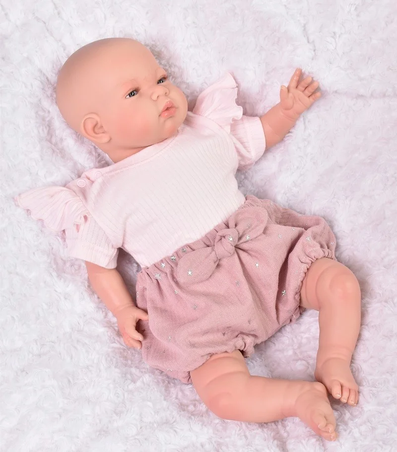 Baby Nellys Mušelínové letní kraťasky Stars s mašličkou, pudrové vel. 92/98