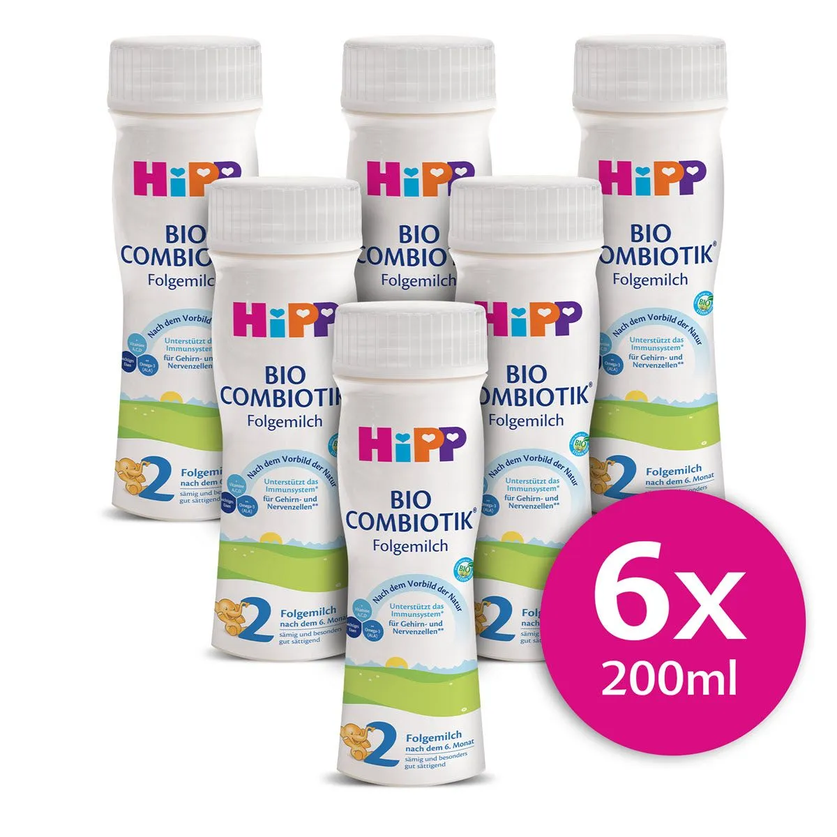 Hipp 2 BIO Combiotik Pokračovací mléčná kojenecká výživa 6x200 ml