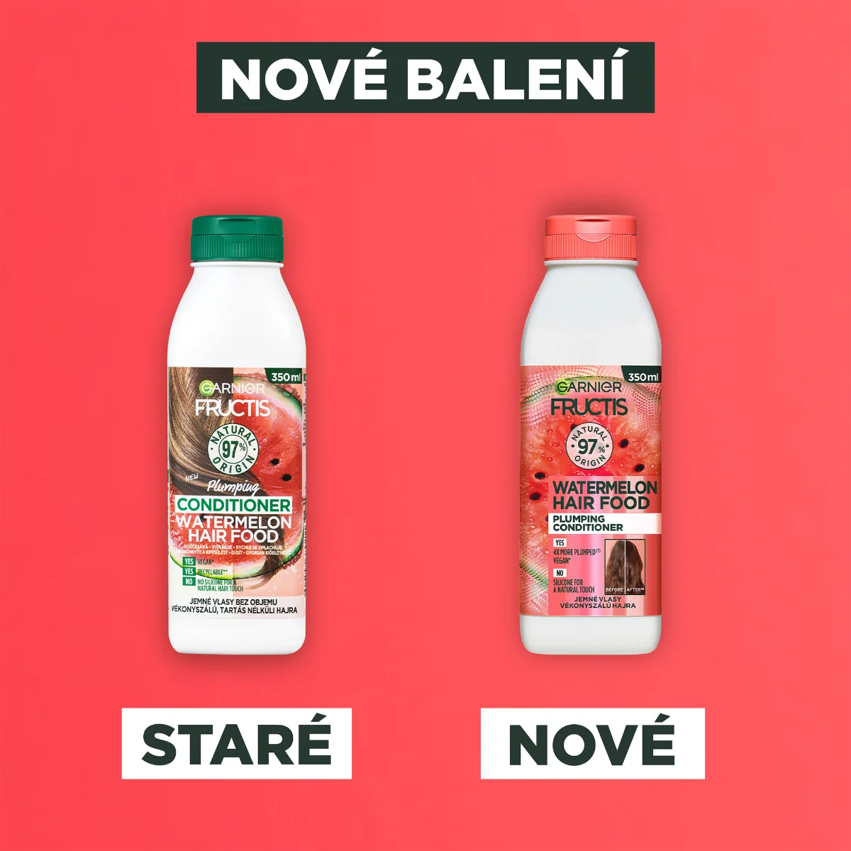 Garnier Fructis Hair Food Watermelon kondicionér pro jemné vlasy bez objemu 350 ml