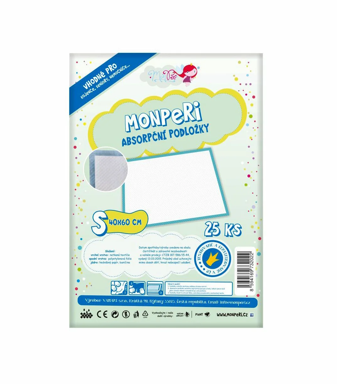 MonPeri Absorpční podložky S 40 x 60 cm 25 ks