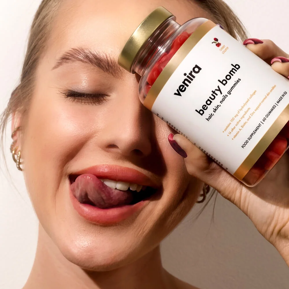 Venira Beauty bomb medvídci pro vlasy, nehty a pleť třešeň 60 ks