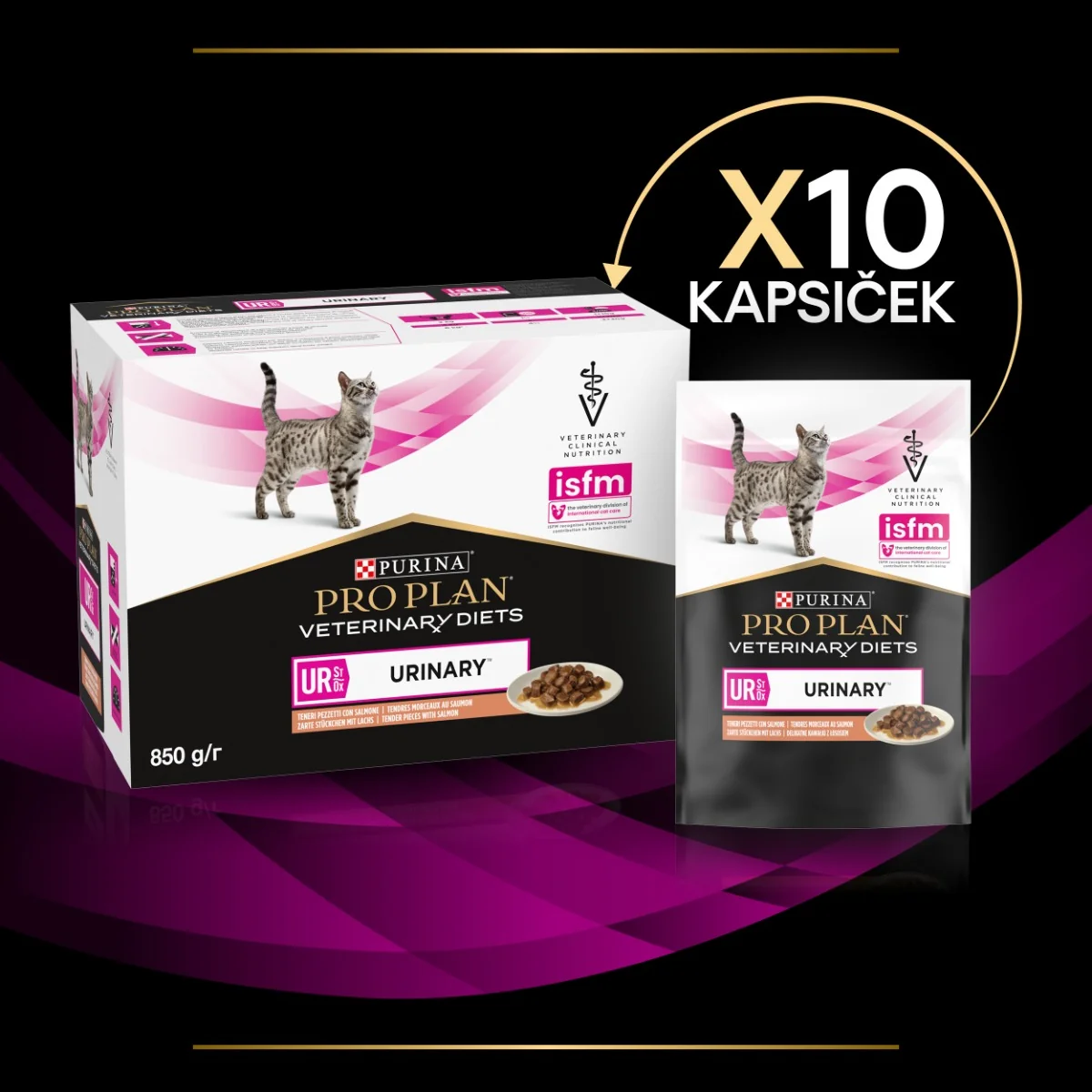 Purina Pro Plan Veterinární diety UR Urinary kapsičky pro kočky losos 10x85 g