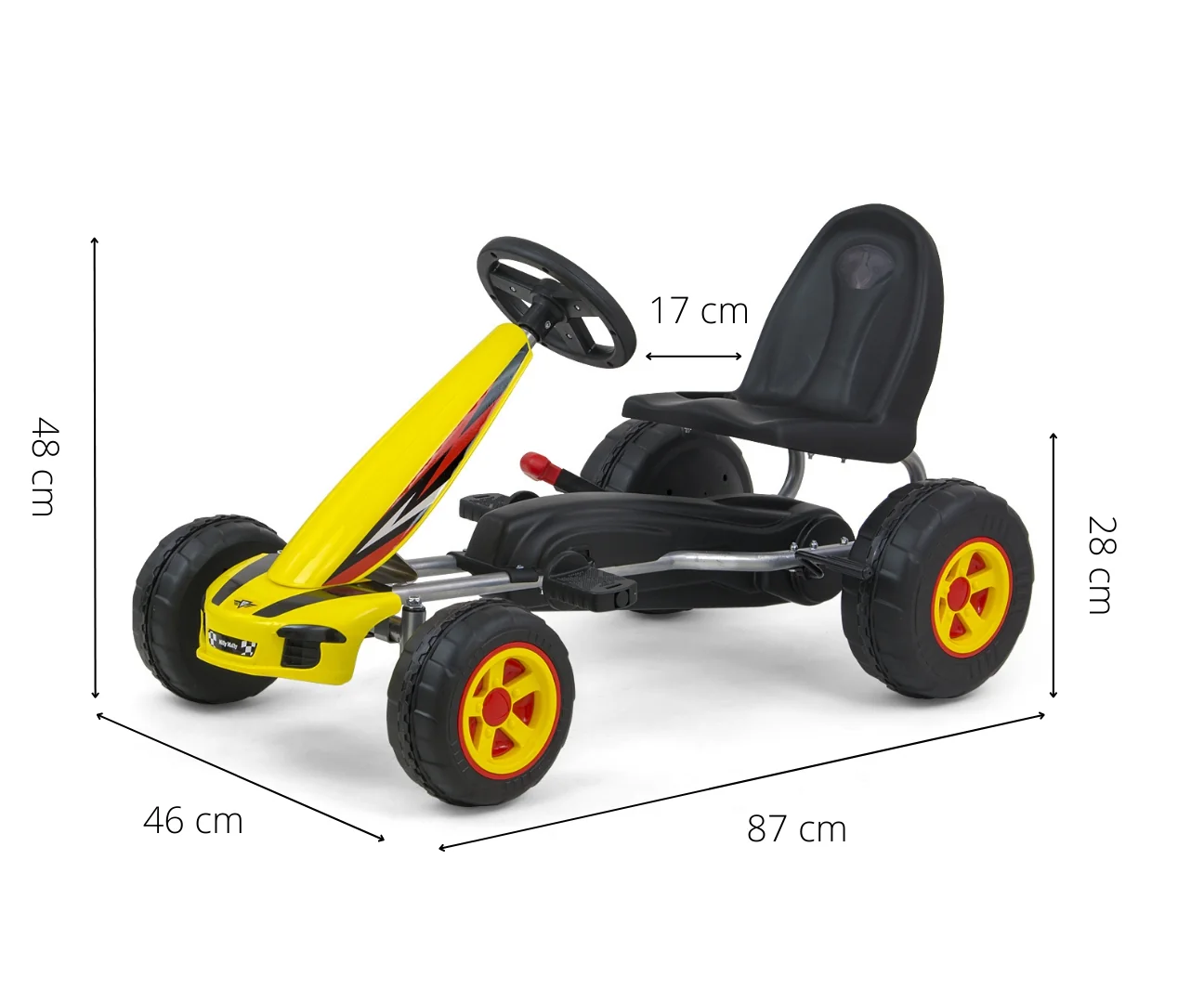 Milly Mally VIPER – dětská šlapací motokára (gokart) s ruční brzdou - žlutá