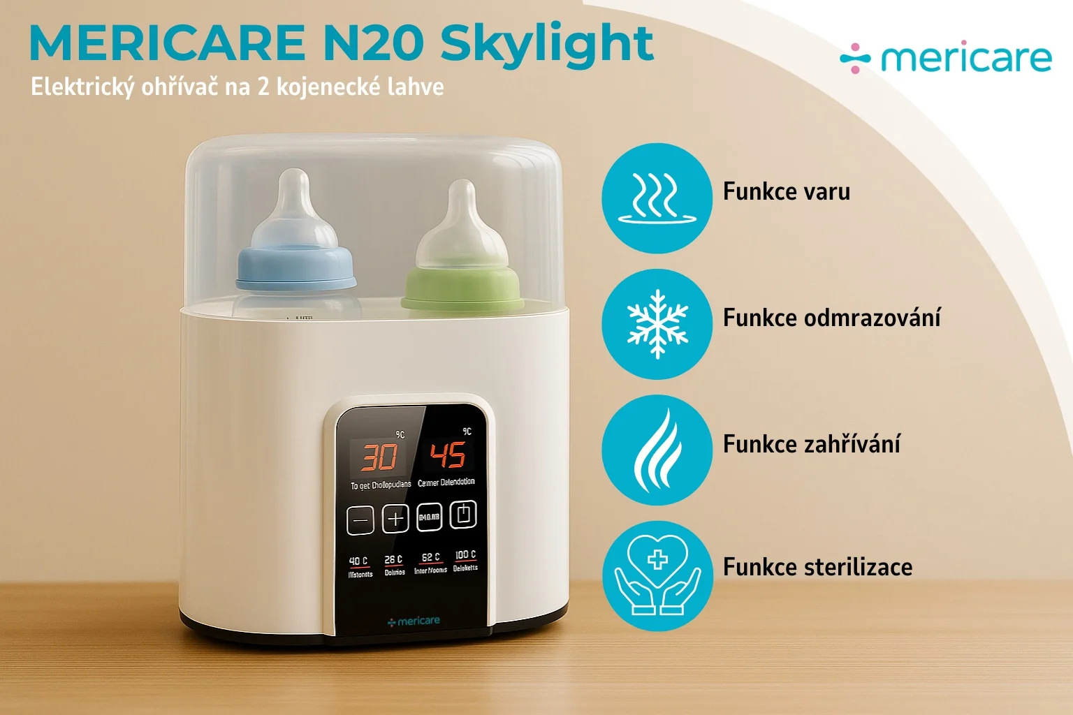 Mericare N20 Skylight Double ohřívač na 2 kojenecké lahve