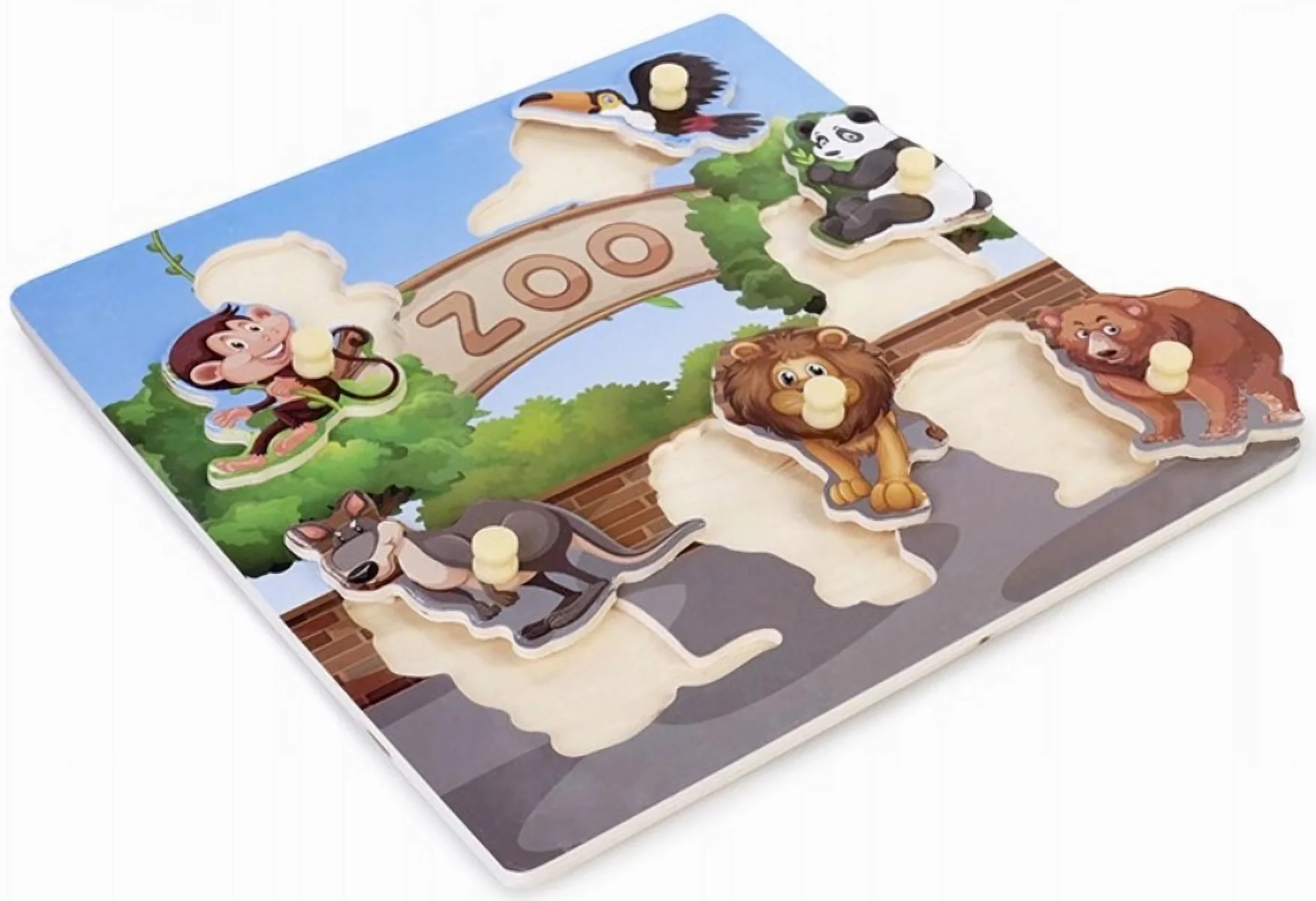TULIMI Dřevěné zábavné, vkládací puzzle - Zoo - 6 dílků
