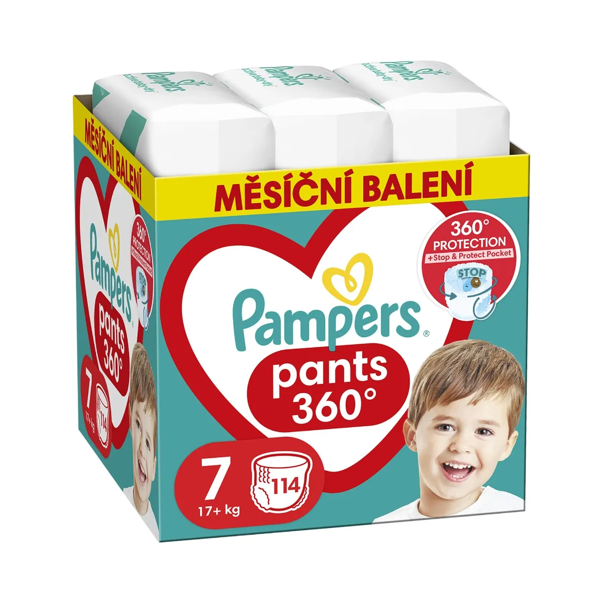 Pampers Premium Care Monthly Box vel. 7 17+ kg plenkové kalhotky 114 ks