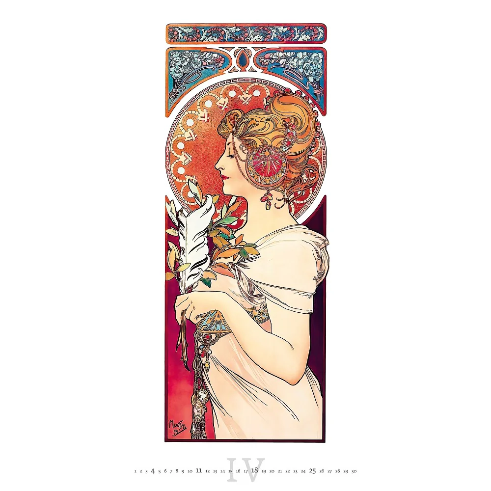 Helma Nástěnný kalendář Alfons Mucha 2027 31,5 × 63 cm