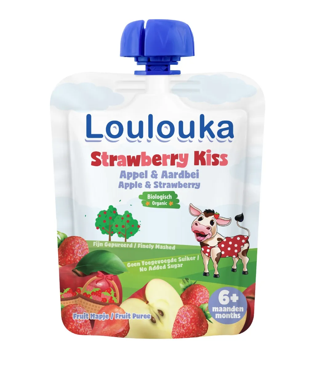 Loulouka BIO kapsička Strawberry Kiss jablko, jahoda a banán 90 g