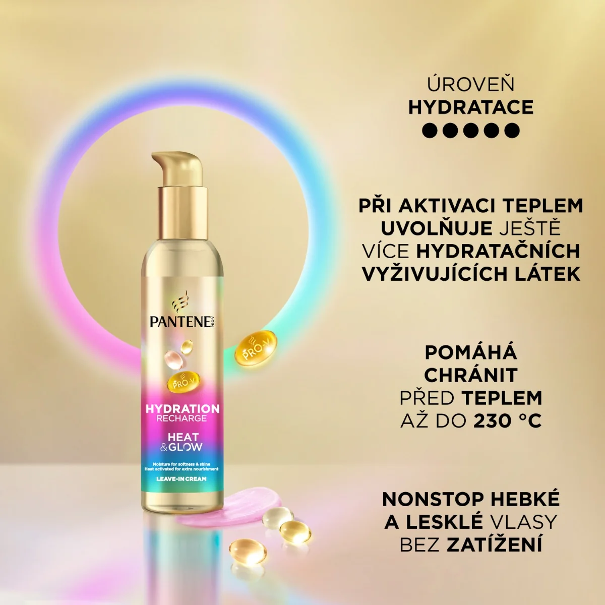 Pantene Pro-V Hydration Recharge Heat&Glow bezoplachový krém 135 ml