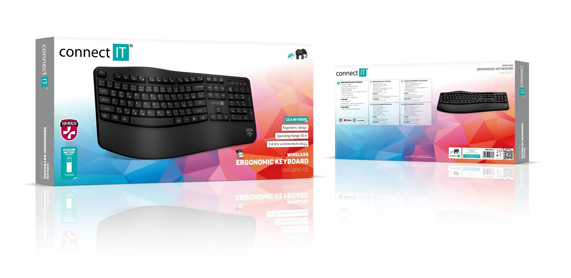 Connect IT For Health CZ + SK verze ergonomická klávesnice černá