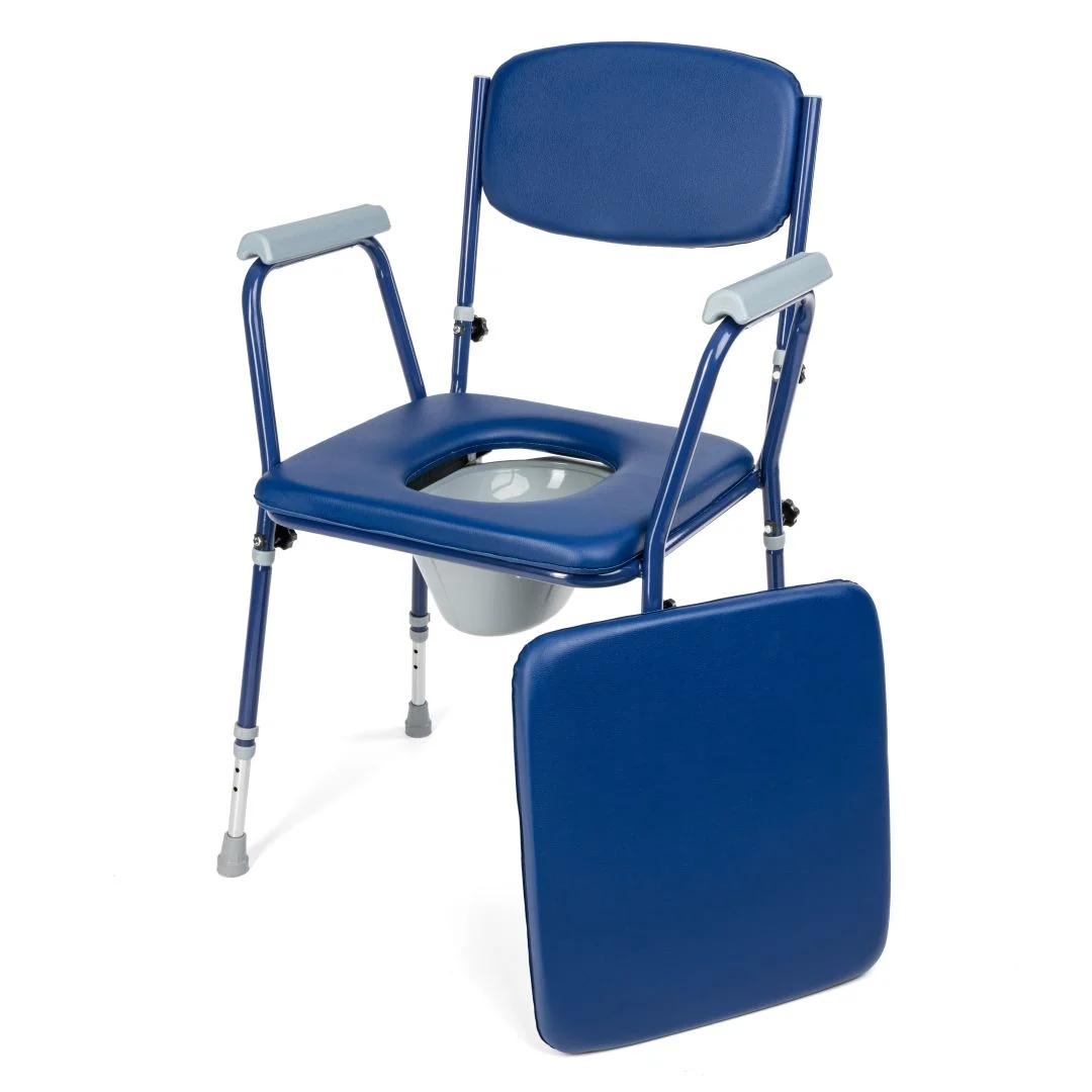 TIMAGO Toaletní křeslo výškově nastavitelné BLUE skládací