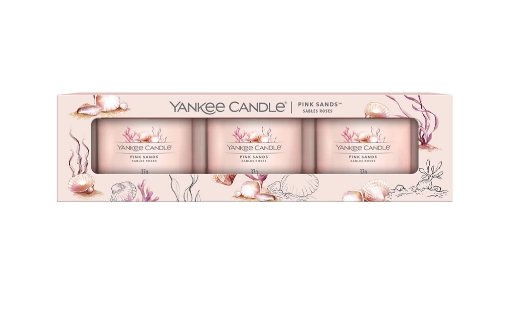 Yankee Candle Votivní svíčky ve skle Pink Sands dárková sada 3 ks