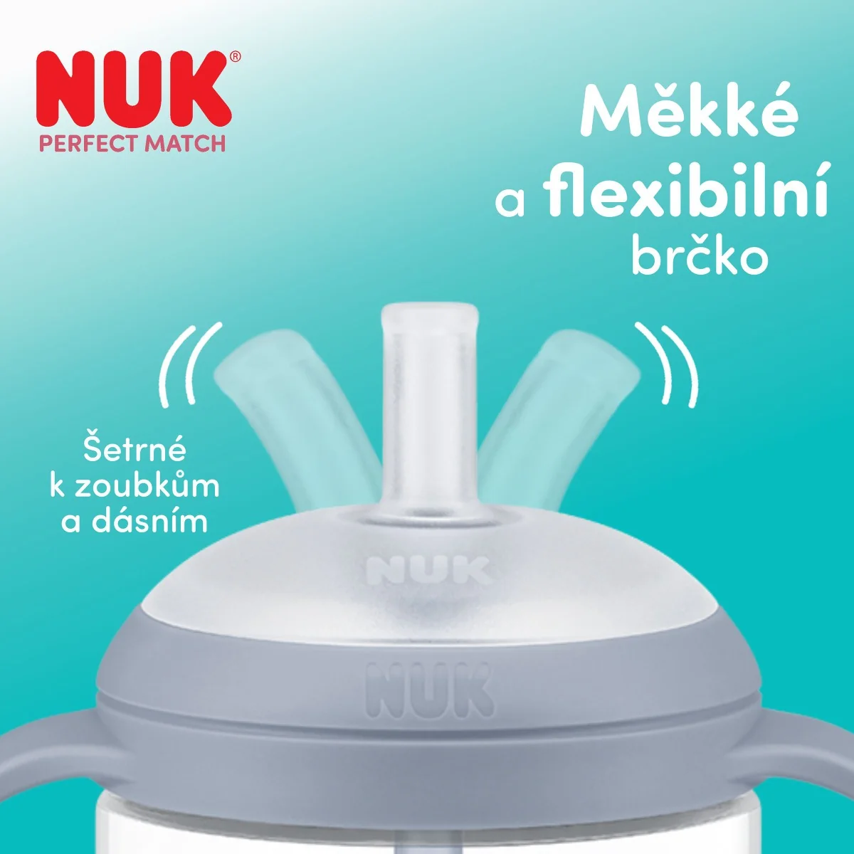 NUK Perfect Match Láhev na učení s brčkem 8m+ 260 ml 1 ks bear