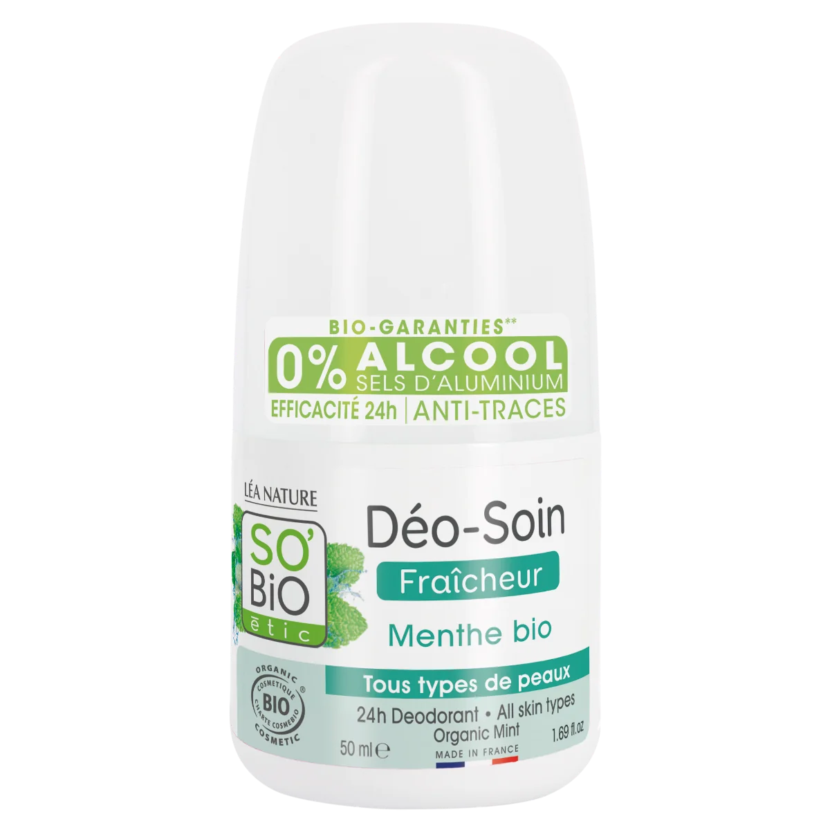 SO’BiO étic Osvěžující deodorant s mátou BIO roll-on 50 ml