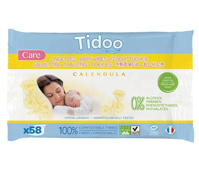 Tidoo Care BIO Jemné vhlčené ubrousky neparfemované 58 ks