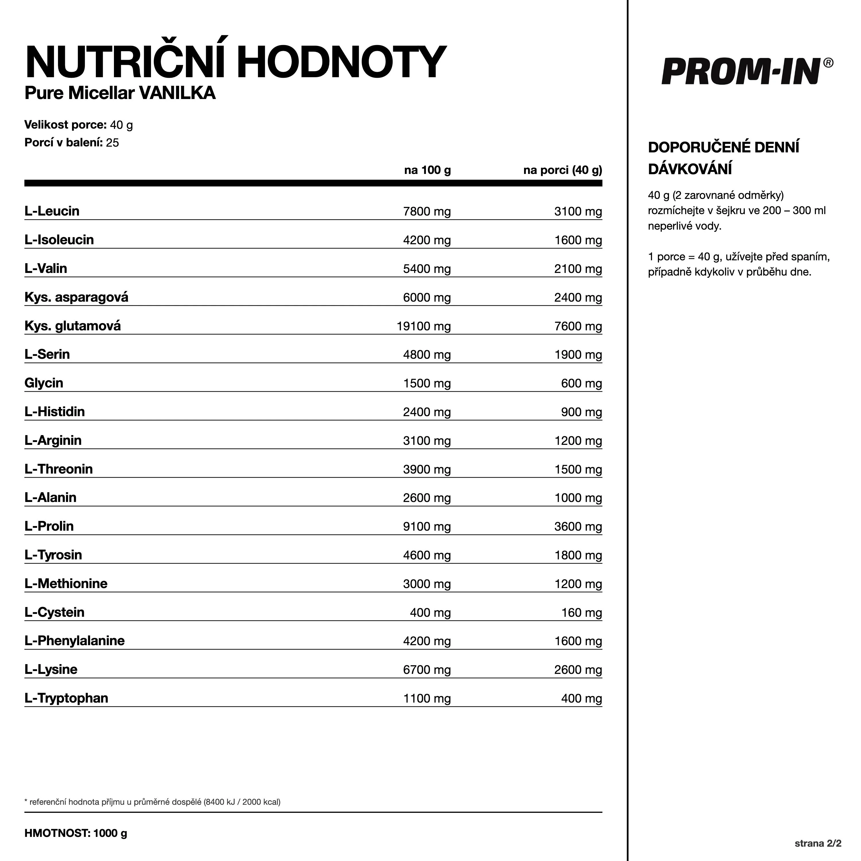PROM-IN Pure Micellar Vanilka 1000 g