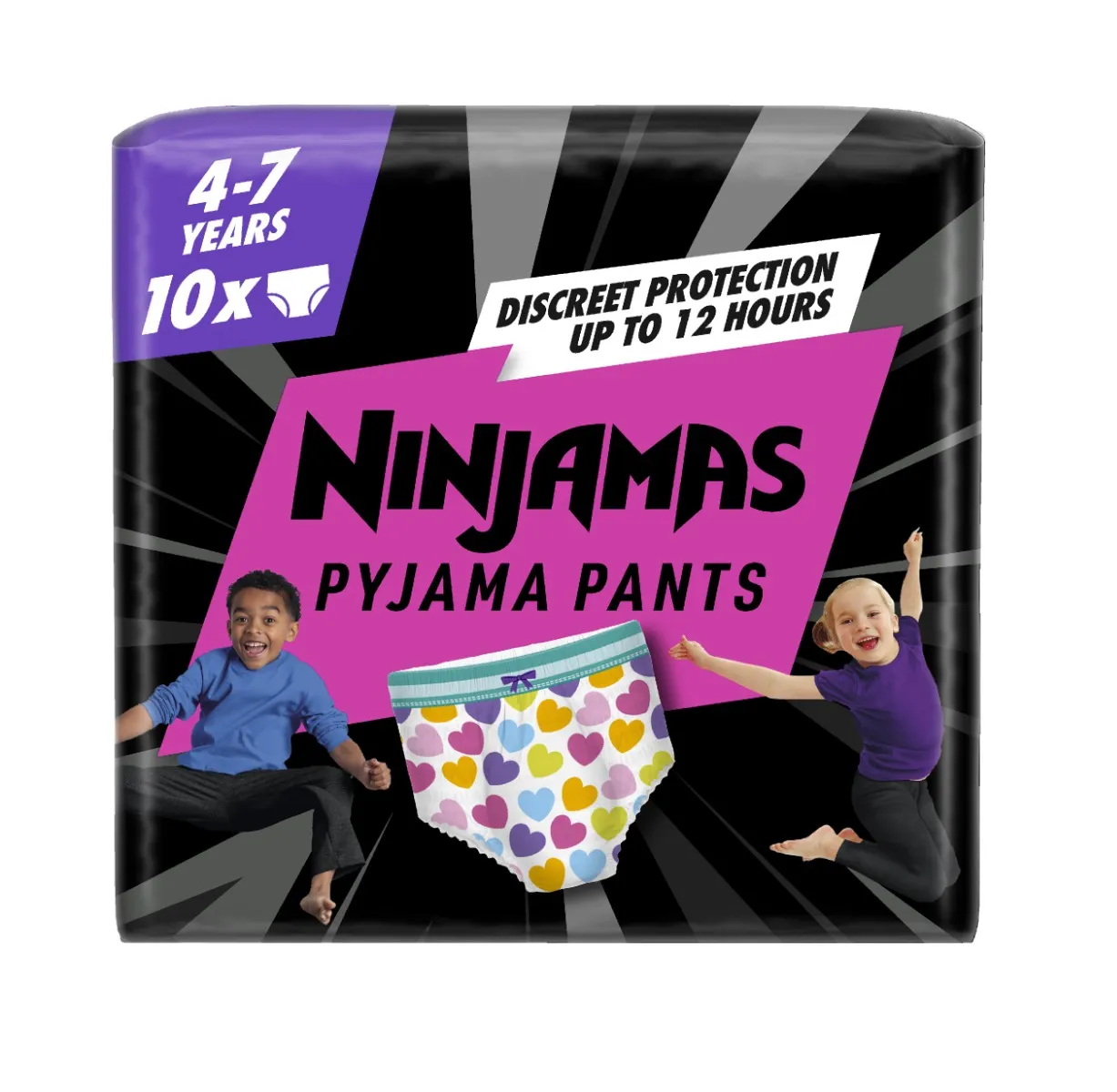 Ninjamas Pyjama Pants srdíčka 4–7 let pyžamové kalhotky 10 ks