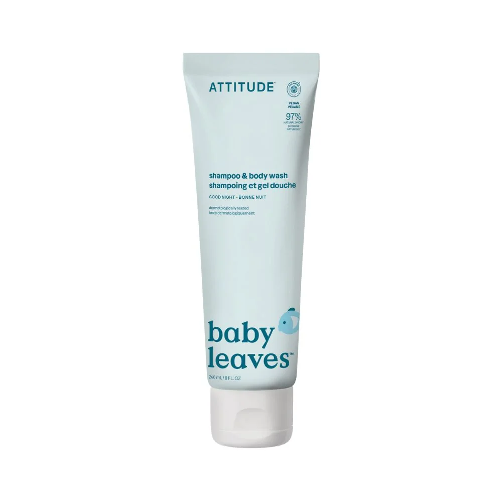 ATTITUDE Baby Leaves Dětské tělové mýdlo a šampon 2v1 Good Night 240 ml