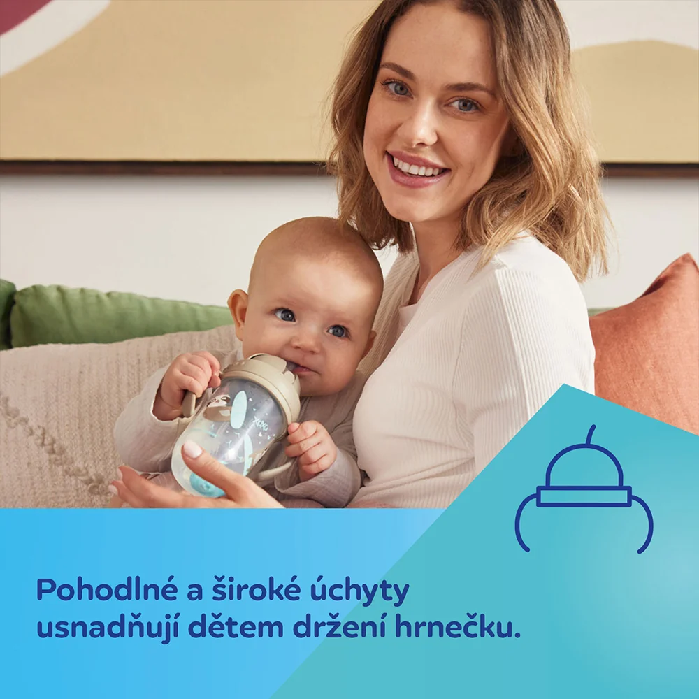 Canpol babies Nevylévací hrneček se slámkou a závažím 270 ml 1 ks šedý